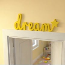 Dream Yazılı Yıldızlı Dekoratif Duvar & Raf Süsü Modern Masaüstü Dekor Sarı