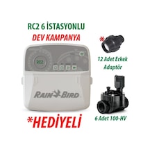 Rain Bird Dış Mekan Rc2-6 İstasyonlu Kontrol Ünitesi + 6 Adet 100hv Vana Seti