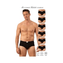 Özkan Underwear Özkan 0037 6'lı Paket Erkek %100 Pamuklu Penye Süprem Esnek Rahat Slip Külot Siyah