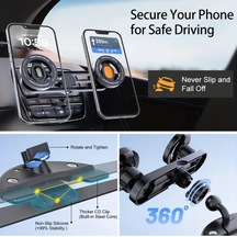 Xuweiwei Siyah Çift Cırtlı Araç Cd Manyetik Telefon Tutucu, 360 Sabit, Güçlü Yapışkanlı, Tüm Telefonlar İçin