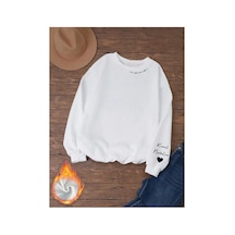 Tarzsokak Unisex Kadın/erkek Harfli Ve Kalp Grafikli Sweat Beyaz