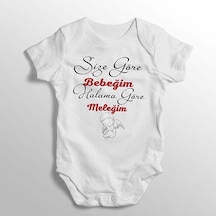 İmaj Tuğbababy Size Göre Bebeğim Halama Göre Meleğim Yazılı Baskılı Bebek Zıbını Beyaz