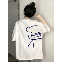 Adrift Karikatür Ve Grafik Tasarım Oversize T-shirt Cartoon/letter Serisi Kod512 Beyaz