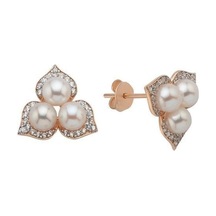 3,5 Mm Zirkon Taşlı Doğal İnci Küpe Rose Rose