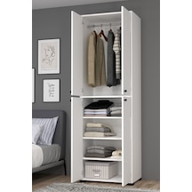 Bükreş No.3 Çok Amaçlı 3 Raflı Askılı Dolap Beyaz