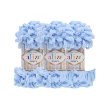 Puffy 3 Lü Paket El Örgü İpi - Şişsiz 100g X 3 Adet Renk No: 183 - Açık Mavi