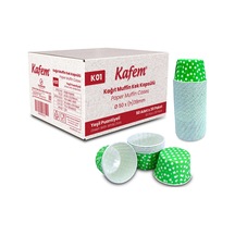 Kafem Yeşil Puantiyeli Muffin Kek Kapsülü 50li X 30 Paket Koli - K01 Yeşil