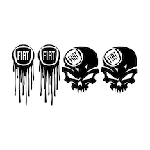 Fiat Kanlı Kuru Kafa Sticker Paketi 4 Adet Siyah 7 15 Cm7146