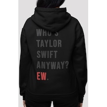 Sevbano Taylor Swift Şarkıcı Sırt Baskılı Unisex Oversize Penye Hoodie Siyah