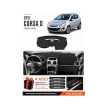 Opel Corsa D 2006-2014 Uyumlu Torpido Koruma, Torpido Örtüsü, Torpido Kılıfı - Siyah-gri - Op008