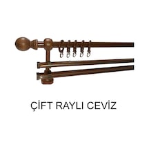 Perdemix Klasik Ahşap Rustik Perde Askısı Çift Raylı 28 Mm