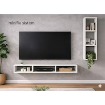Dekoratif Duvar Rafı - Tv Ünitesi 2 Parçalı Beyaz 130x90 Beyaz