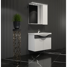 Lilyum Banyo Dolabı Takımı 65Cm Balon Kapak Pk109 Renkli Panel Beyaz