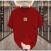Kozia Outdoors Maloçbey 3 Çizgi Baskılı Oversize Unisex Basic O Yaka T-shirt Kirmizi