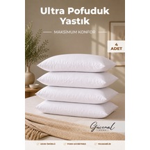 Fluffy 4'lü Silikon Elyaf Dolgulu Yastık Set 800 Gr Ultra Yumuşak Dolgun 50x70 Cm - 4 Adet Yastık Beyaz