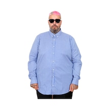 Mode Xl Büyük Beden Erkek Saten Çizgili Gömlek 20399 Saks