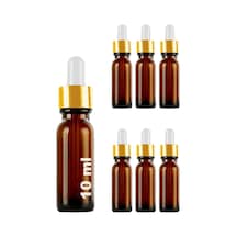 10 Ml Metal Kapaklı Damlalık Dropper Şişesi Serum 10 Cc Cam Şişe 6 Adet Gold/altın Kapak, Amber/kahverengi