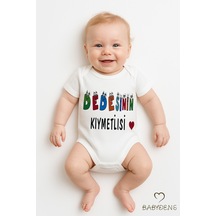 Babyden's Dedesi'nin Kıymetlisi Yazılı Bebek Çıtçıtlı Body Tulum %100 Pamuk Kısa Kollu Zıbın Beyaz