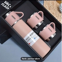 321 Çelik Termos 500ml 8139 3'lü Set Gri - Pembe