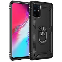 Samsung Galaxy Uyumlu S20 Plus Çift Katmanlı Ve Yüzüklü Tam Koruma Vega Premium Kılıf Siyah