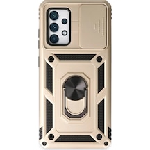 Newface Samsung Galaxy A72 Kılıf Pars Lens Yüzüklü Silikon - Gold