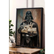 Tuvalet Kağıdı Tutan Darth Vader Çerçeveli Tablo - Wc Tuvalet İçin Tablo
