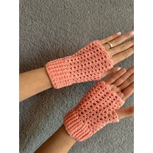 Gönülden Tasarım El Örgüsü Pembe Kadın Parmaksız Eldiven Renkli