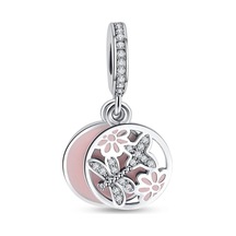 Nur Silver Sallantılı Pembe Kelebek Gümüş Charm Nur-bl07705