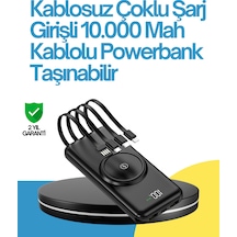 10000mah - 634 - Kablosuz Ve Hızlı Şarj Destekli Powerbank Tnabilir - Matxzngz - Şarj Gücü siyah