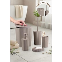 Safir Vizon Çizgili Banyo Seti 5 Parça Plastik