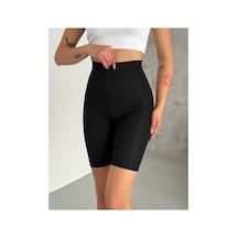 Unika Boutique Parlak Kısa Siyah Toparlayıcı Yüksek Bel Tayt