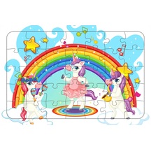 Müzisyen Unicornlar 35 Parça Ahşap Çocuk Puzzle Yapboz