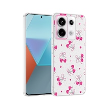 Redmi Note 13 Pro 5g Kılıf Kamera Korumalı Desenli Zore Klip Kapak - Kalpli Kiraz -