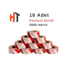 Emniyet Şeridi Kırmızı-beyaz İkaz Bandı 10'lu Set 5000 Mt