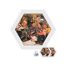 Geekyou Ahşap Altıgen Duvar Çerçevesi Seti - 2 Adet, Ev Ofis Dekorasyonu, Kolay Kurulum, Anı Fotoğrafları İçin Dayanıklı Ahşap Mdf Malzeme