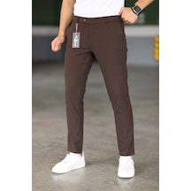 Bürke Erkek Kahverengi Renk Kaliteli Slimfit Kumaş Bilek Boy Pantolon (100-135 kg battal beden 40-42-44)