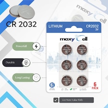 Maxycell 6 Adet Cr2032, Lithium 2032 Dl 2032 3v - Uzun Ömürlü, Yüksek Kalite