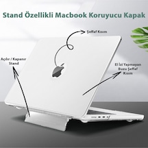 Apple Uyumlu MacBook Air 13" 2020 M1 Çip A2337/a1932/a2179 Standlı Kılıf + Klavye Kılıfı + Ekran Koruyucu