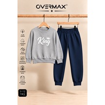 Overmax King Baskılı Çocuk Eşofman Takımı Kapüşonsuz Sweatshirt & Eşofman Altı Gri Üst-lacivert Alt - 921711866 Gri Üst-lacivert Alt
