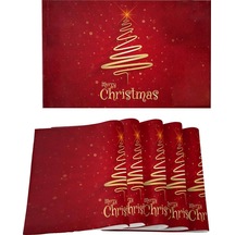 Neşeli Noel Ağacı Amerikan Servisi 6'lı Set Kırmızı