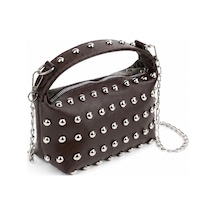 Nura Collection Kadın Mini Boy Zımbalı El Ve Omuz Çantası Çapraz Askılı - Kahverengi - 895071522 Kahverengi