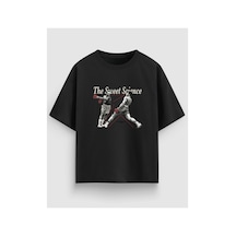 Yolo Street The Sweet Science Boks Baskılı Oversize Tişört %100 Pamuk Unisex Streetwear Siyah