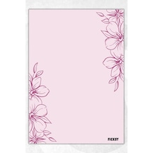 A5 Çiçek Bloknot Çizgisiz Defter - 50 Yaprak - Memopad - Notepad - Not Defteri - Not Kağıdı - 2949 Çok Renkli