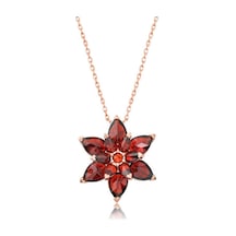 925 Ayar Gümüş Rose Kırmızı Lotus Çiçeği Kolye Rose Gold