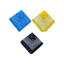 Pamuklu Klasik Desen Unisex 3lü Bandana Seti Renkli Bandana Etnik Desenli A Kalite Bandana Bebe Mavi