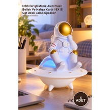 4 Adet Masa Üstü Astronot Lamba Usb Girişli Müzik Aleti Flash Bellek Ve Hafıza Kartlı 16x15 Cm Desk Lamp Speaker Diğer