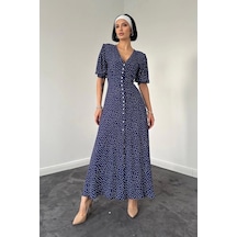 Lacivert Arka Ve Bel Ucu Gipeli Elbise Lacivert