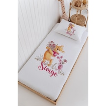 İsme Özel %100 Pamuk Bebek Ve Çocuk Tek Kişilik 165 X 225 Cm Pike Takımı-winnie The Pooh Beyaz