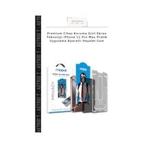 Premium Cihaz Koruma Gizli Ekran TeknolojiApple iPhone Uyumlu 11 Pro Max Pratik Uygulama Aparatlı Hayalet Cam