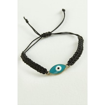Ilkeshop Nazar Oval Makrome İp Bileklik - Siyah